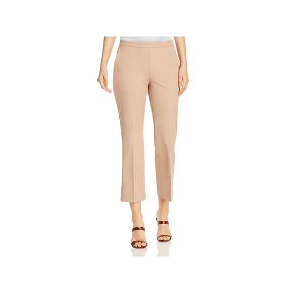 EILEEN FISHER Pants - EILEEN FISHER Womens Beige Stretch Zippered Pocketed Cropped High Waist Pants 6